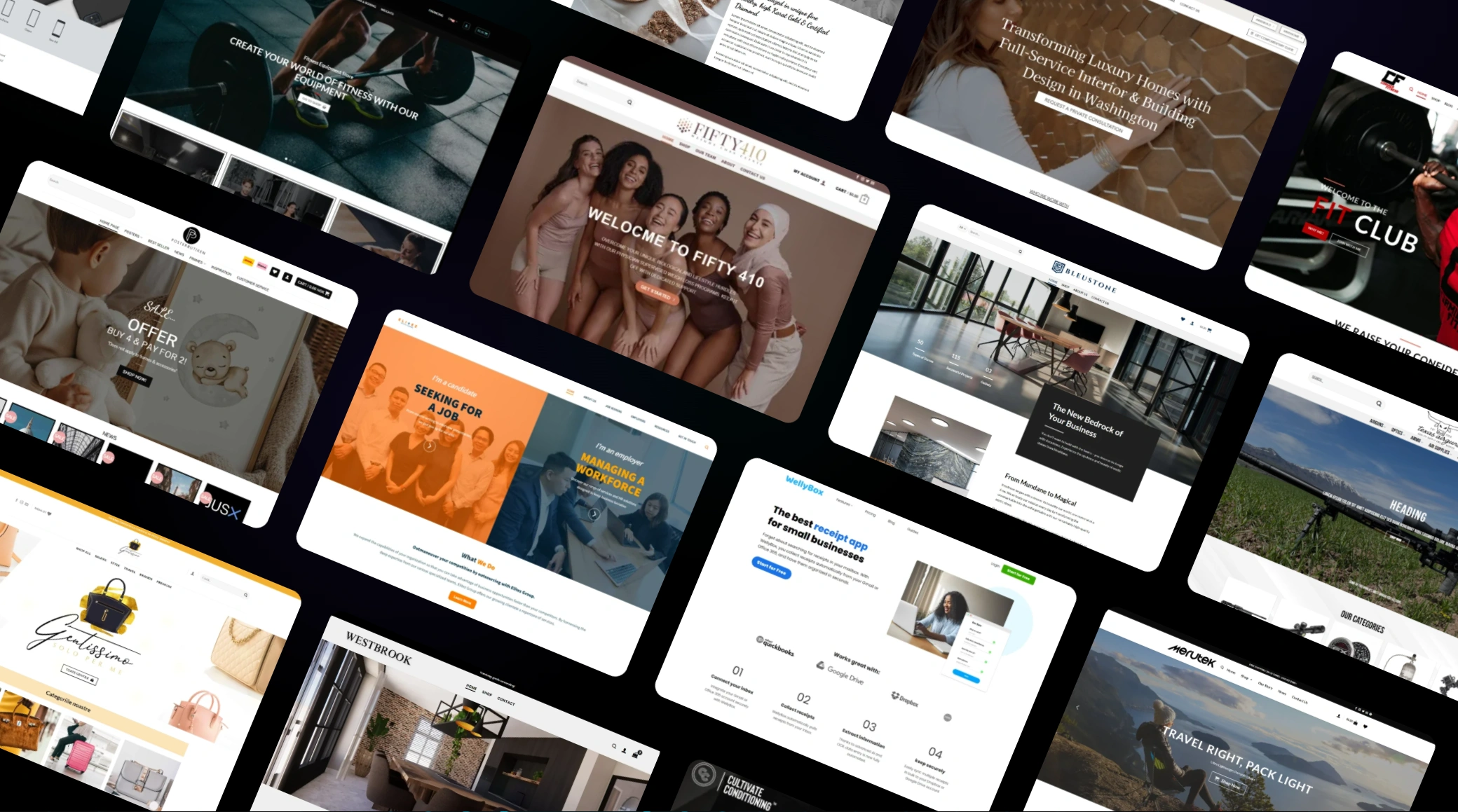 A wall of client websites maintained by Aventus Digital