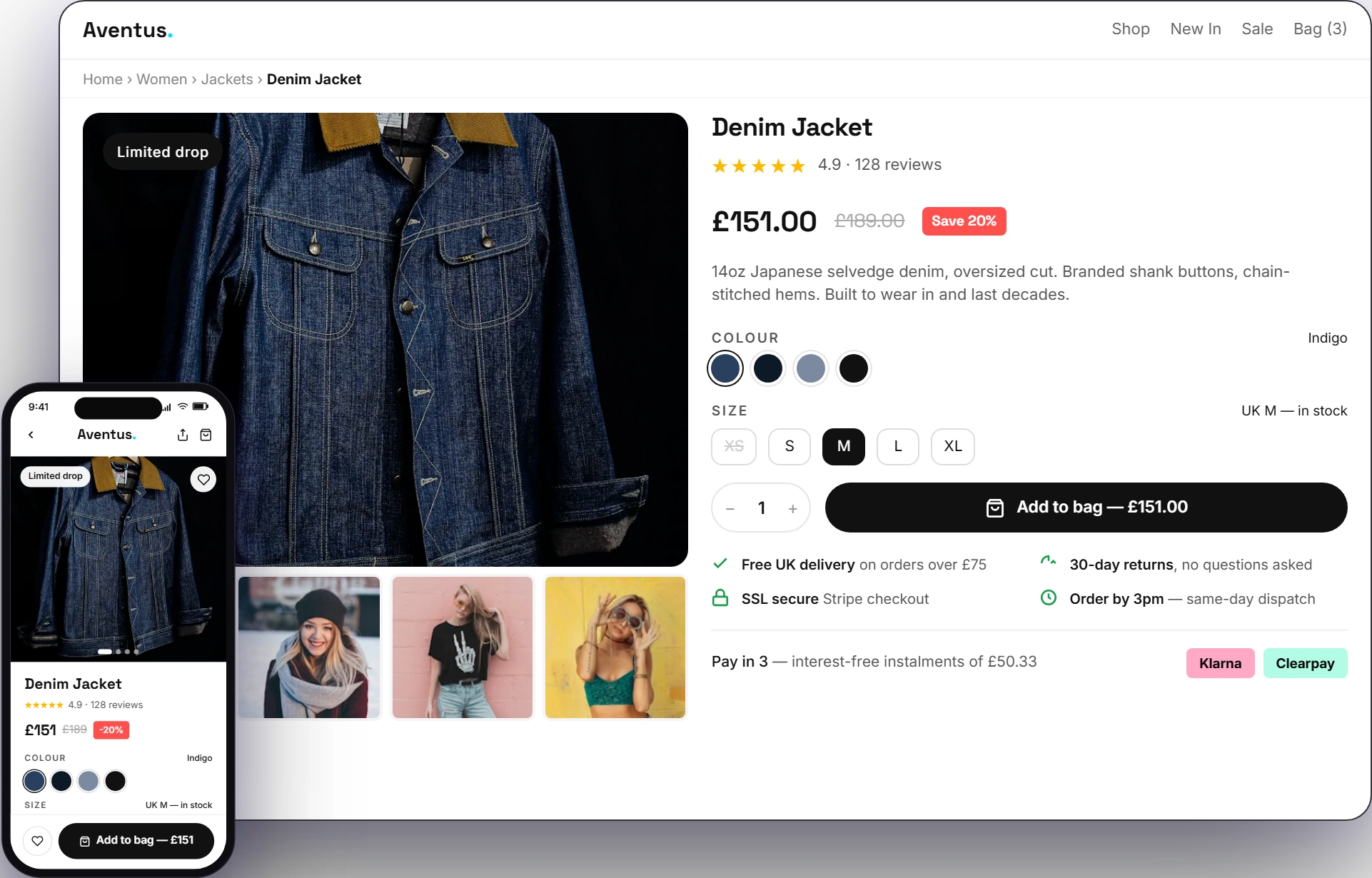 Custom WooCommerce product page design mockup