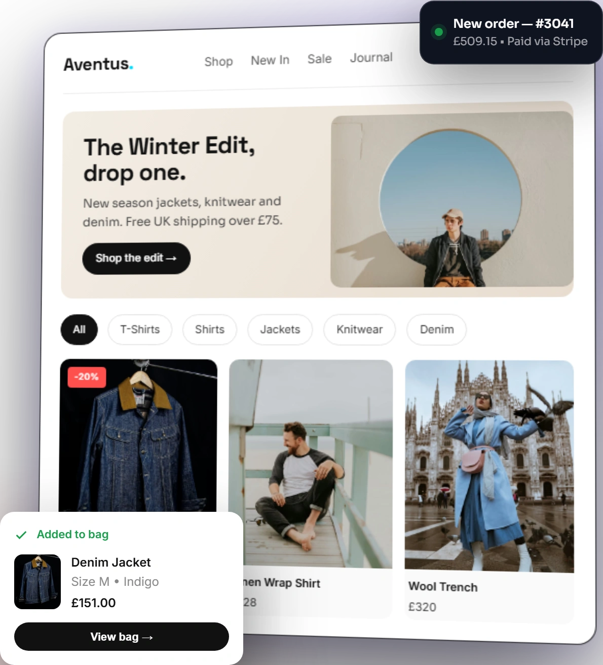 E-commerce website design banner showcasing WooCommerce store builds