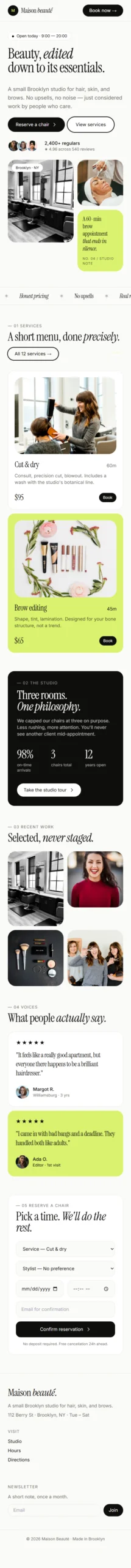 Mobile mockup of a custom beauty website design