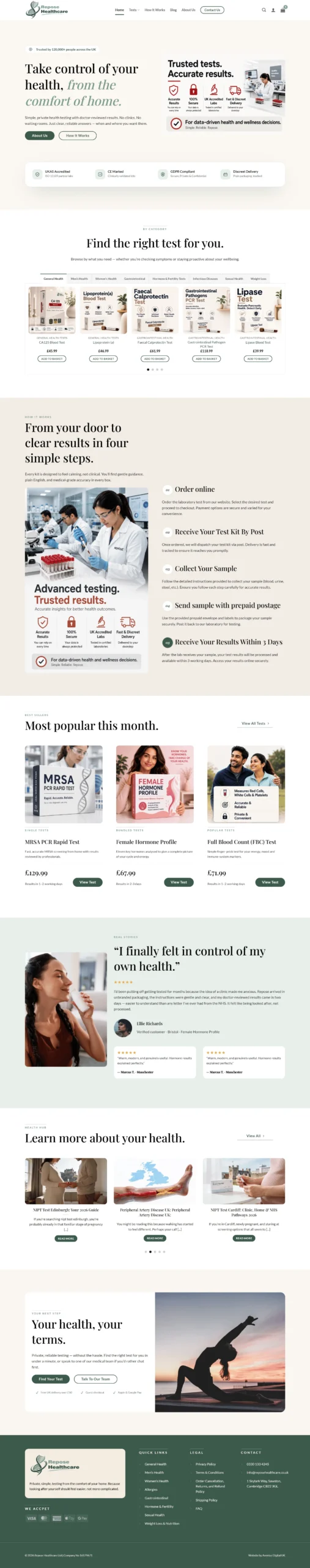 Repose Healthcare After Redesign with Aventus Digital