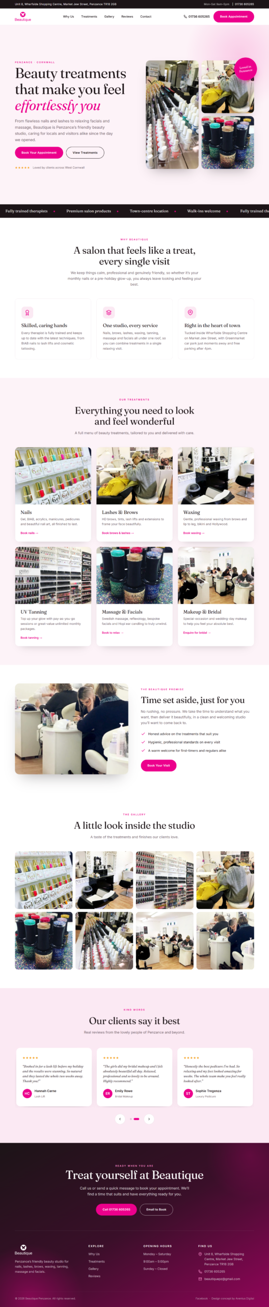 Beautique Penzance - Mockup by Aventus Digital
