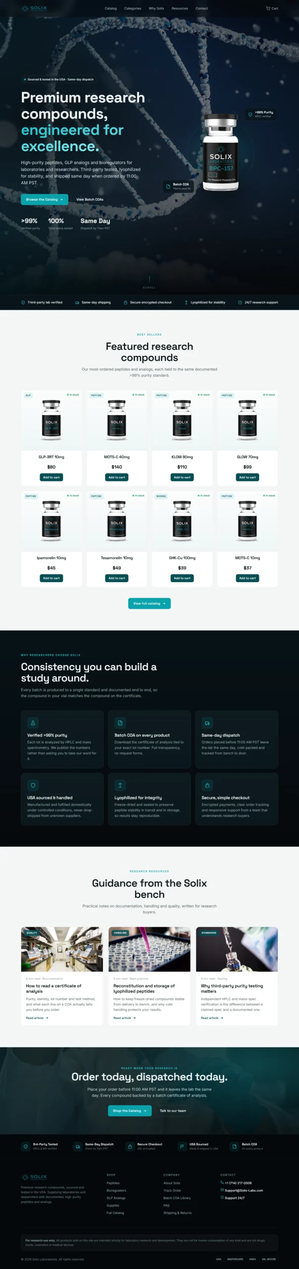 Solix Peptide Website