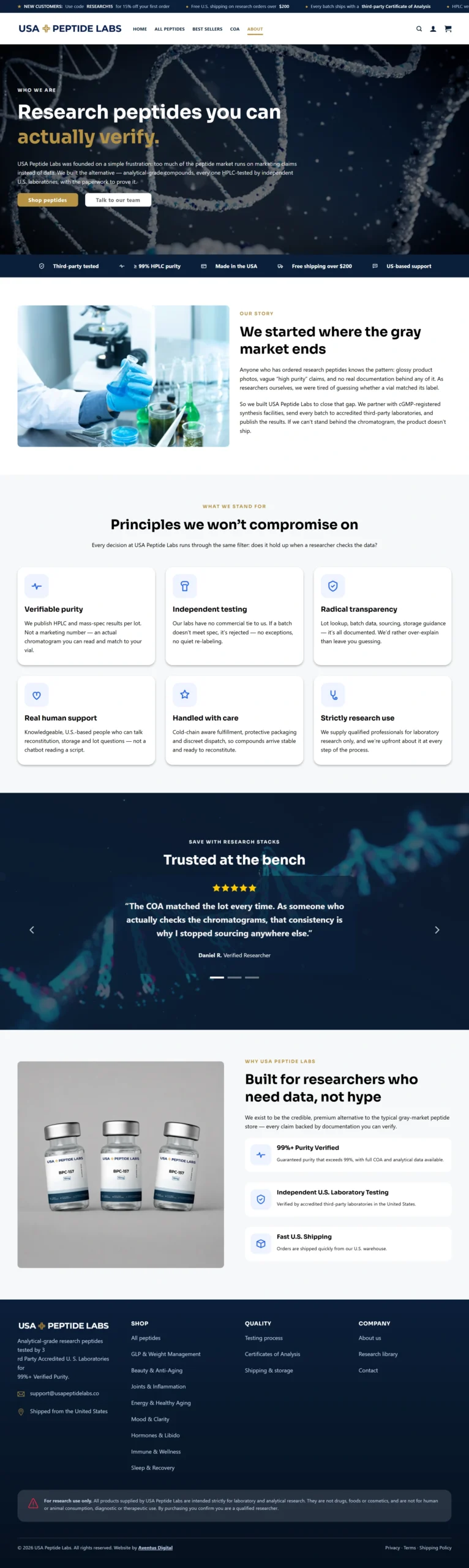 USA Peptide Lab About Us Page
