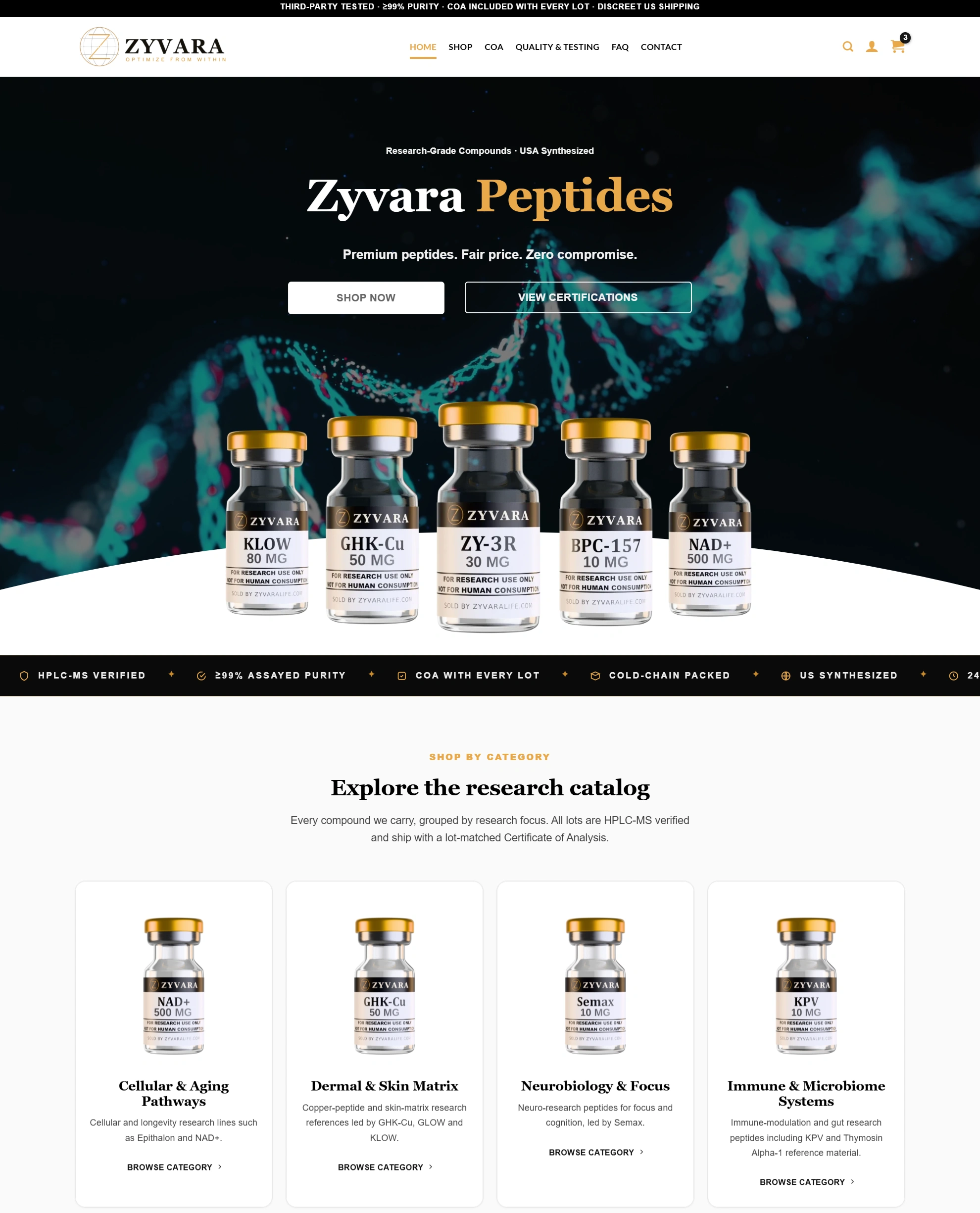 Research peptide website