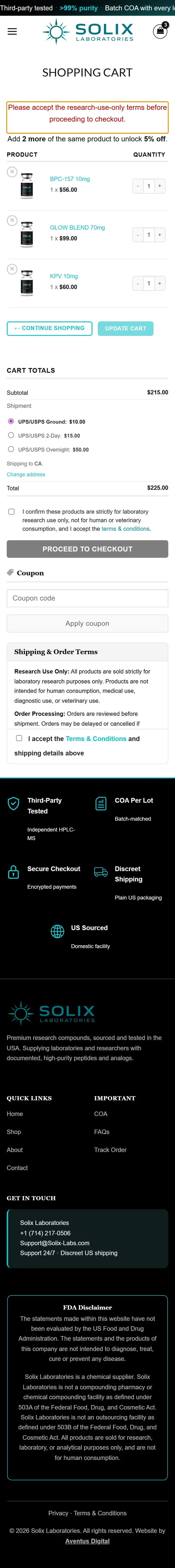 Checkout page on a phone, down to the footer