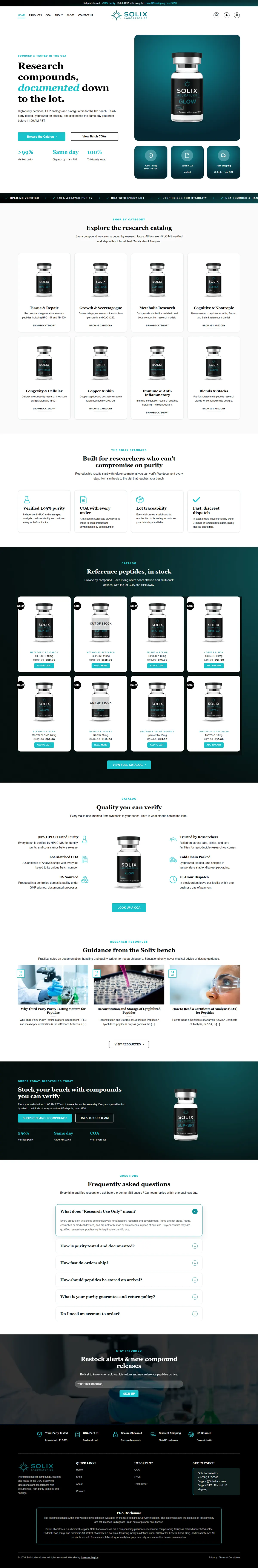 Solix Labs homepage, top of the page