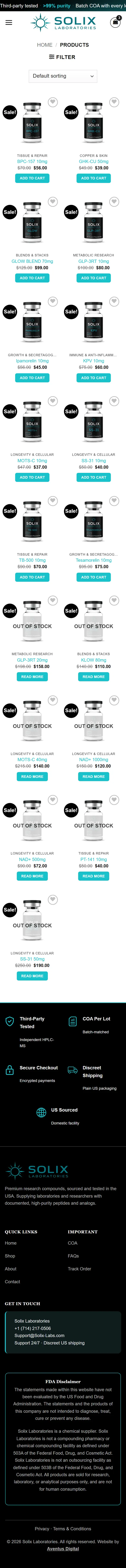 Shop page on a phone, down to the footer